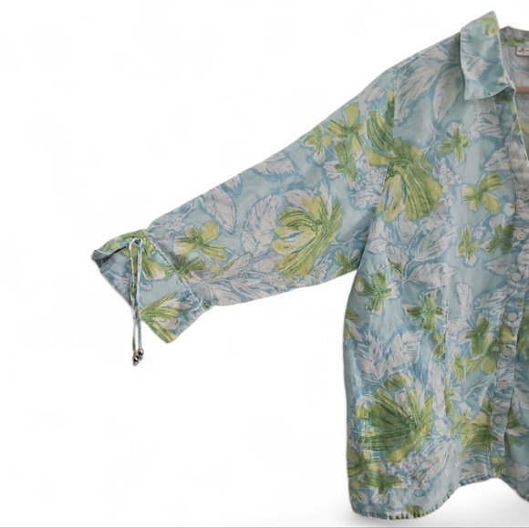 JM Collection 100% Linen Floral Button Front Shirt Women’s Plus 18W Resortwear - Picture 4 of 16